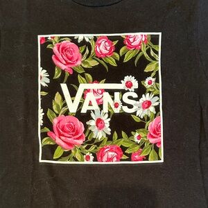 Vans Black Tee with Pink Floral Design